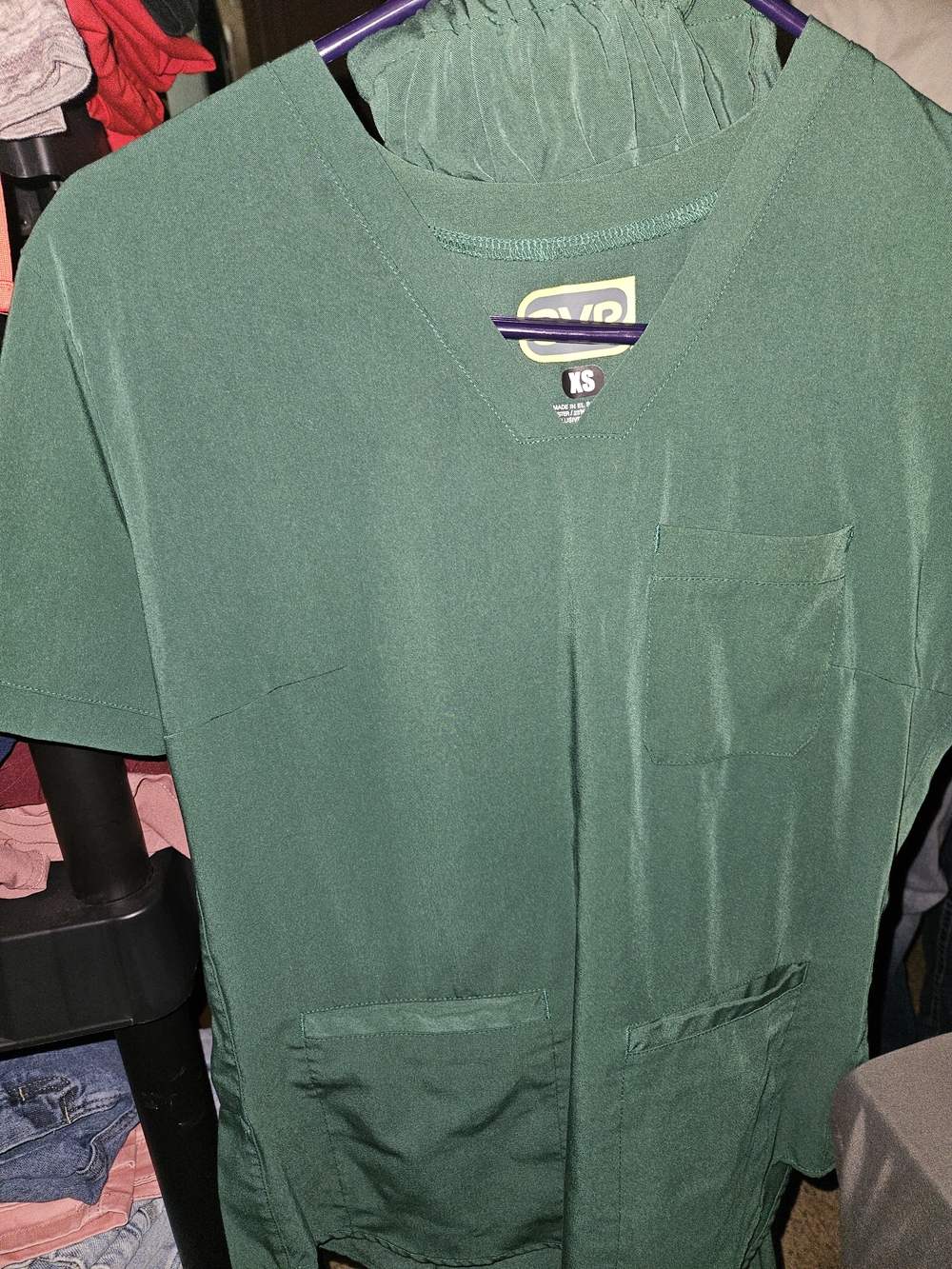 Scrub Top - Forest Green V-Neck Pocket Shirt